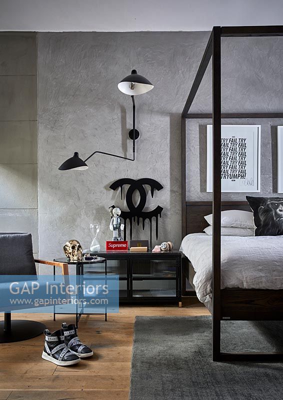 Black and grey modern bedroom 