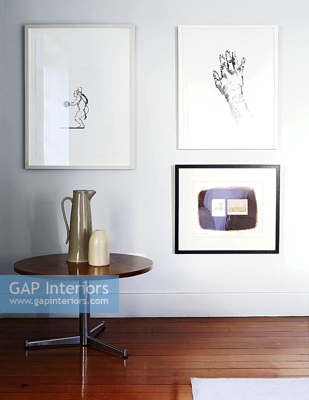 Modern white wall with art 