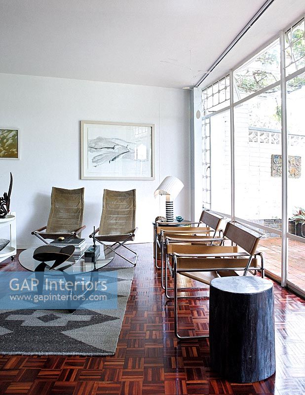 Designer chairs in modern living room 