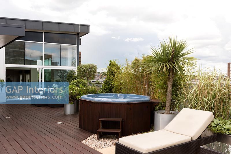 Modern terrace with hot tub