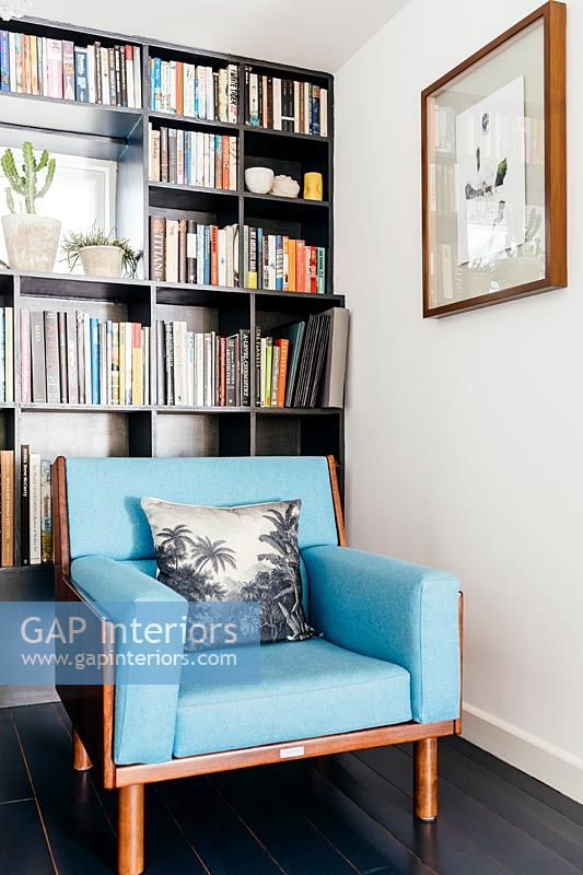 Vintage armchair and bookcase 