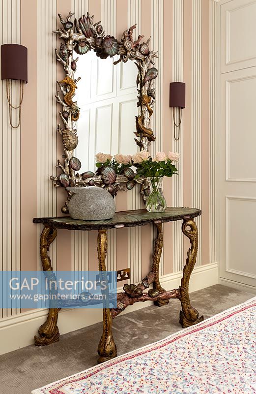 Ornate console table and mirror 