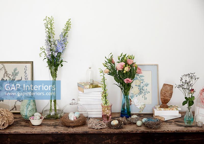 Floral display on shelf 