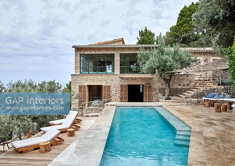 Modern stone house with swimming pool 