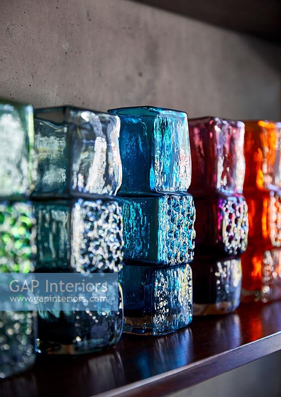 Modern collection of coloured glass
