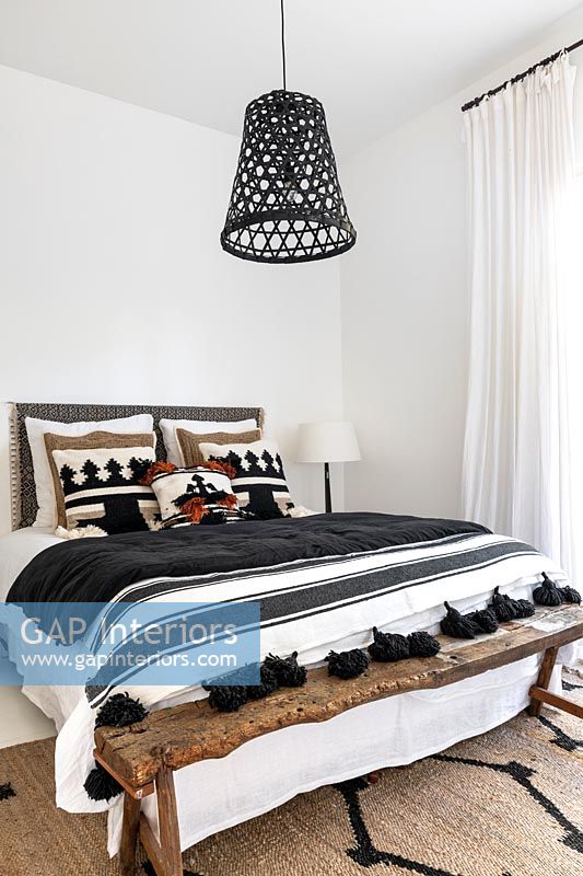 Black, white and brown modern country bedroom 