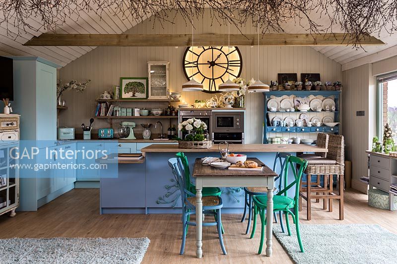 Blue painted country kitchen 