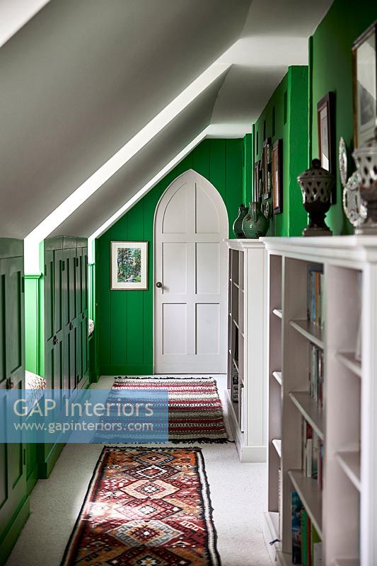 Green and white corridor 