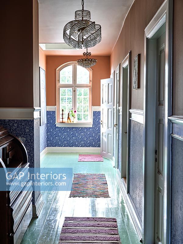 Colourfully painted hallway 