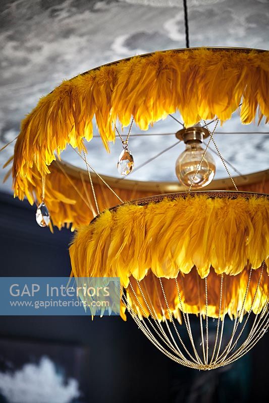 Orange feather lampshade - detail 