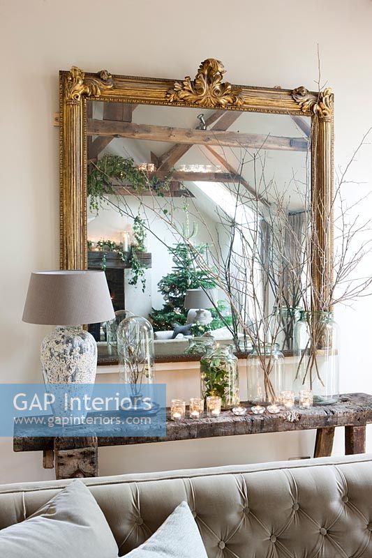 Country console table and mirror 