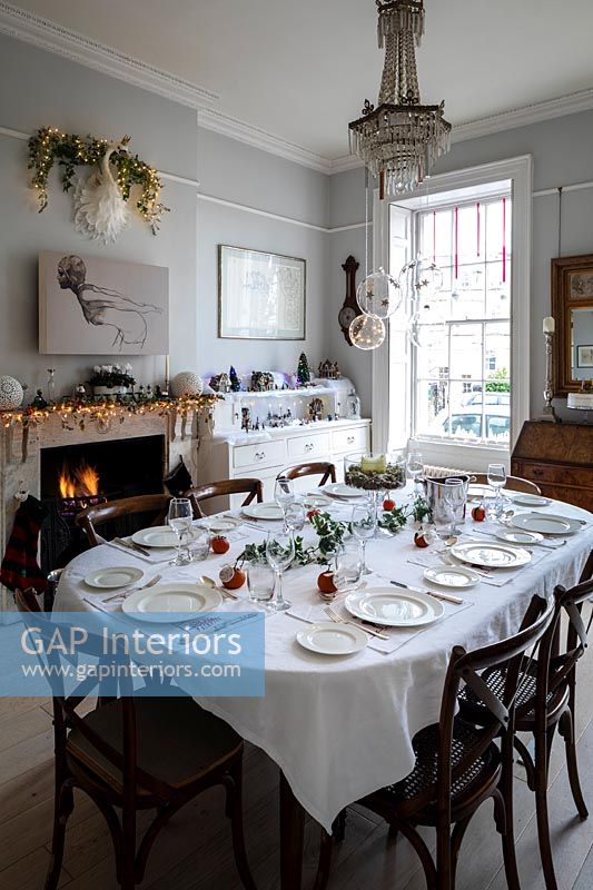 Classic dining decorated for Christmas 