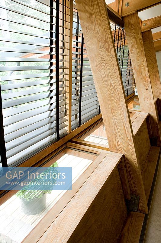 Windows with Venetian blinds 