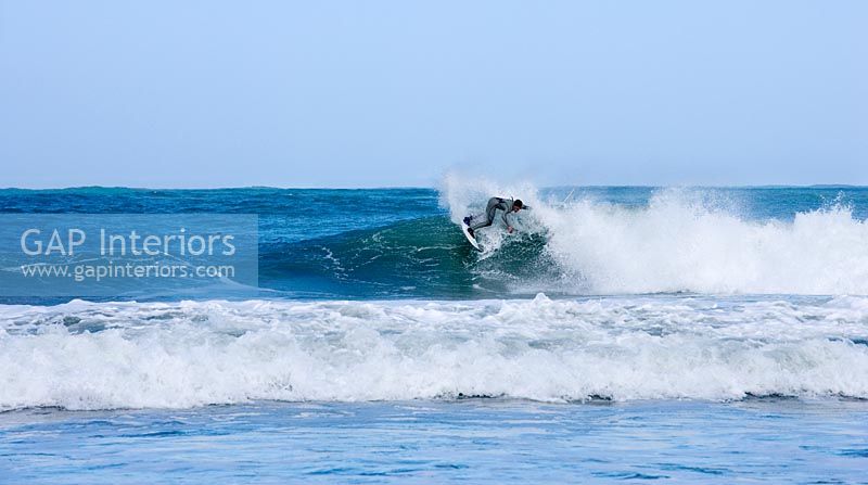 Surfer riding the waves 