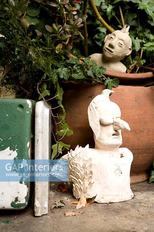 Unusual statues in garden