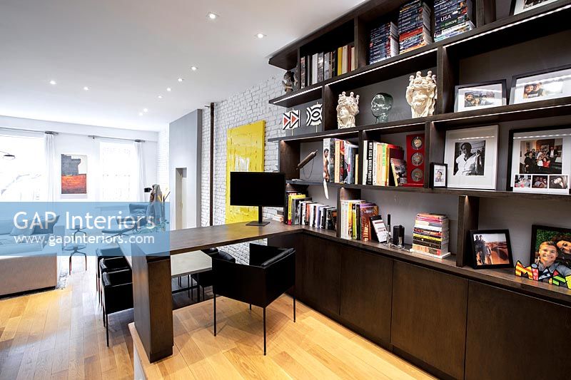 Home office in modern open plan apartment 