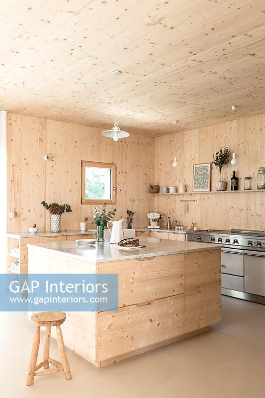 Modern timber clad kitchen 