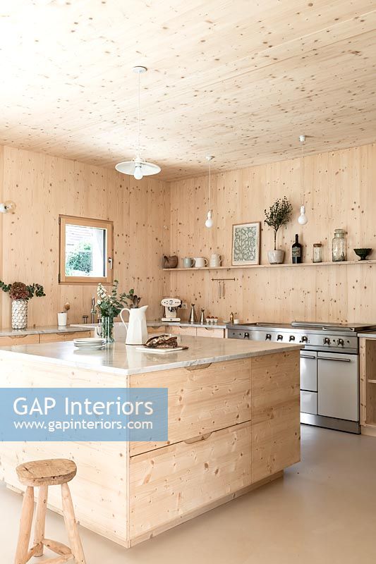 Modern timber clad kitchen 