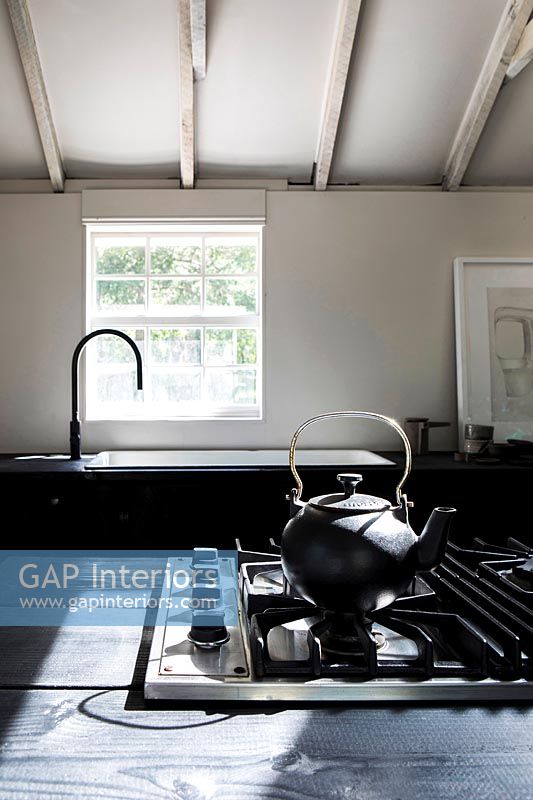 Gas hob in modern country kitchen 