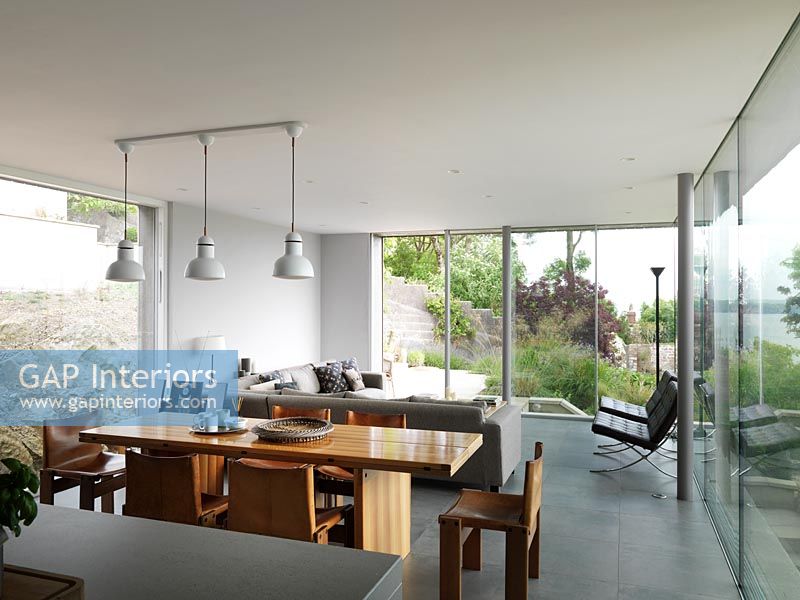 Contemporary glazed open plan living area 