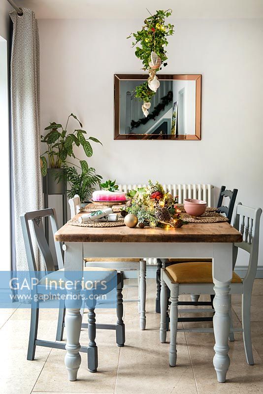 Modern country dining room at Christmas 