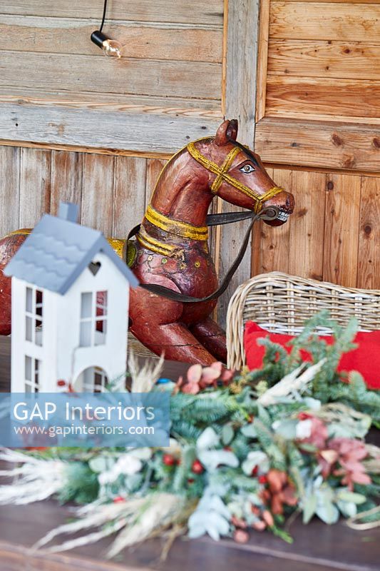 Rocking horse and decorations for Christmas 