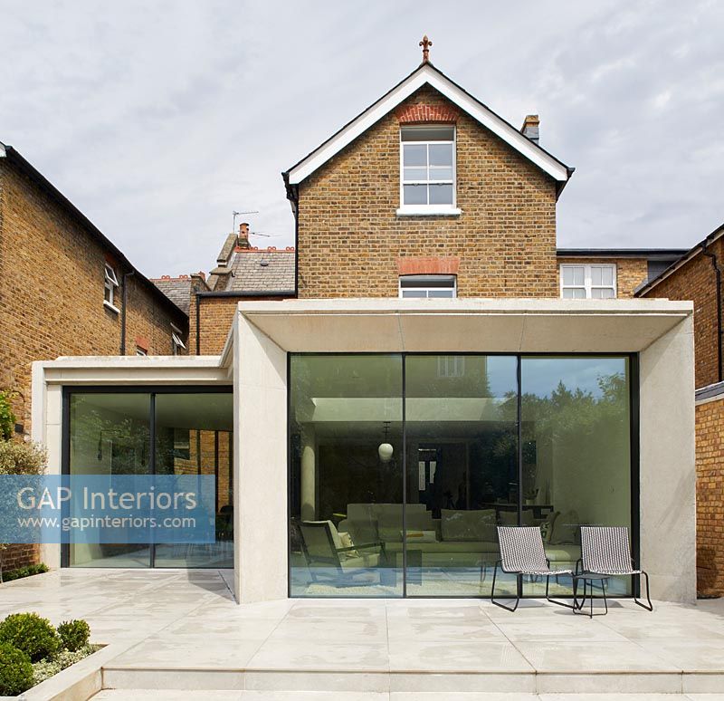 Exterior of modern extension to house 