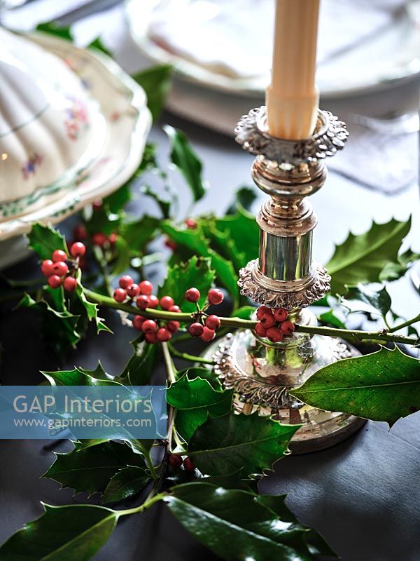 Classic dining table decorated for Christmas 
