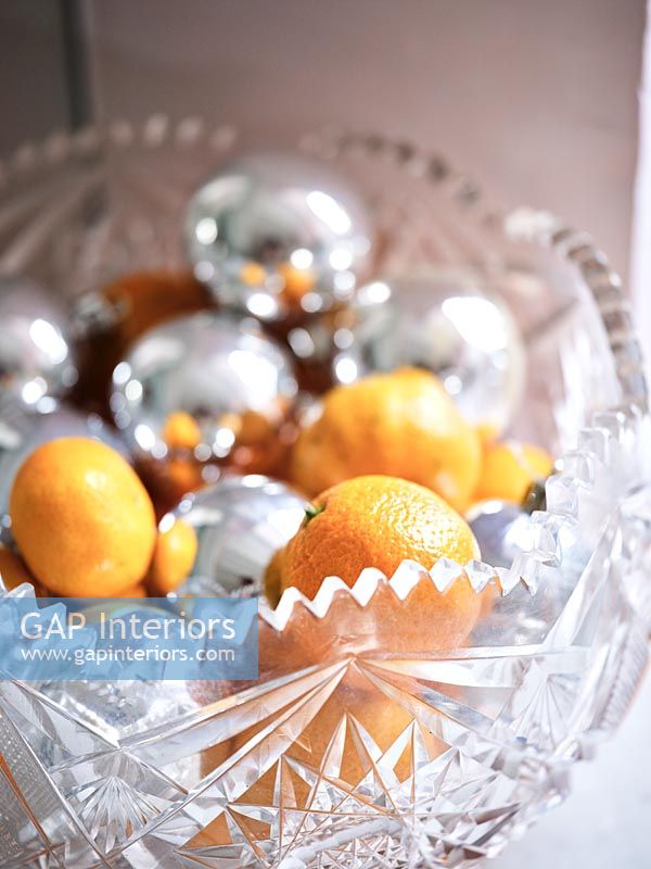 Christmas baubles and oranges 