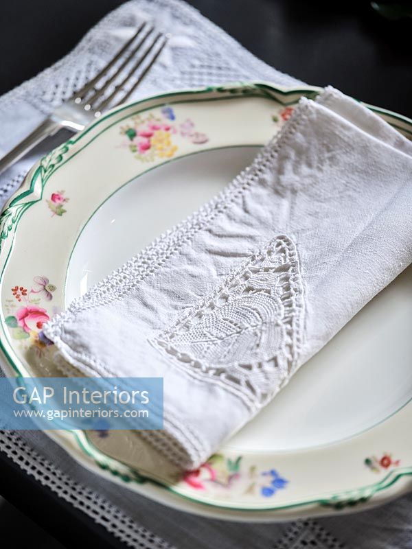 Ornate plate with napkin