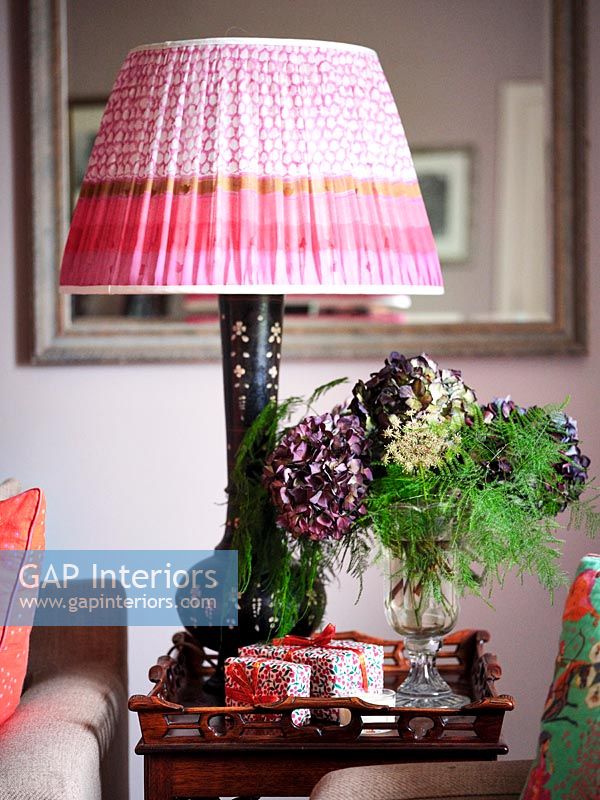 Lamp on sidetable in living room