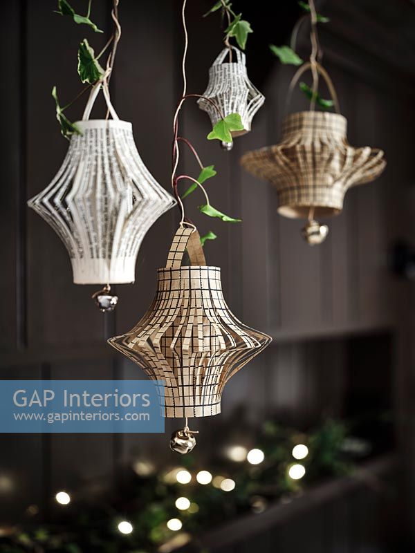 Paper lanterns made from old book pages 
