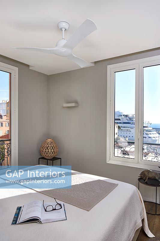 Modern minimal bedroom with sea views 
