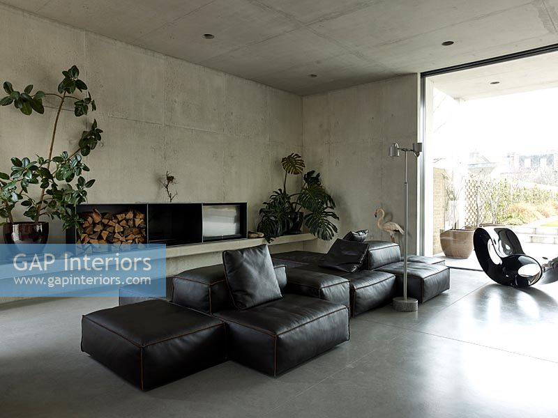 Contemporary concrete living room 