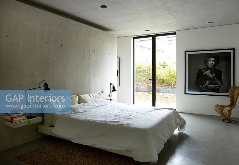 Contemporary concrete bedroom 
