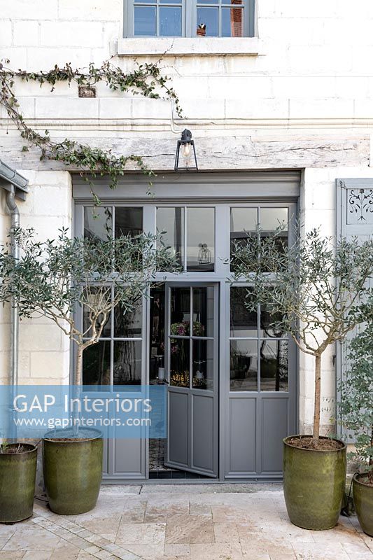 Grey painted doors of classic house - exterior 