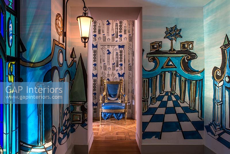 Colourfully painted hallway 