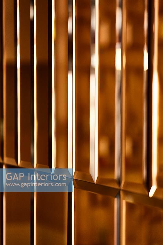 Metal slatted wall covering detail 