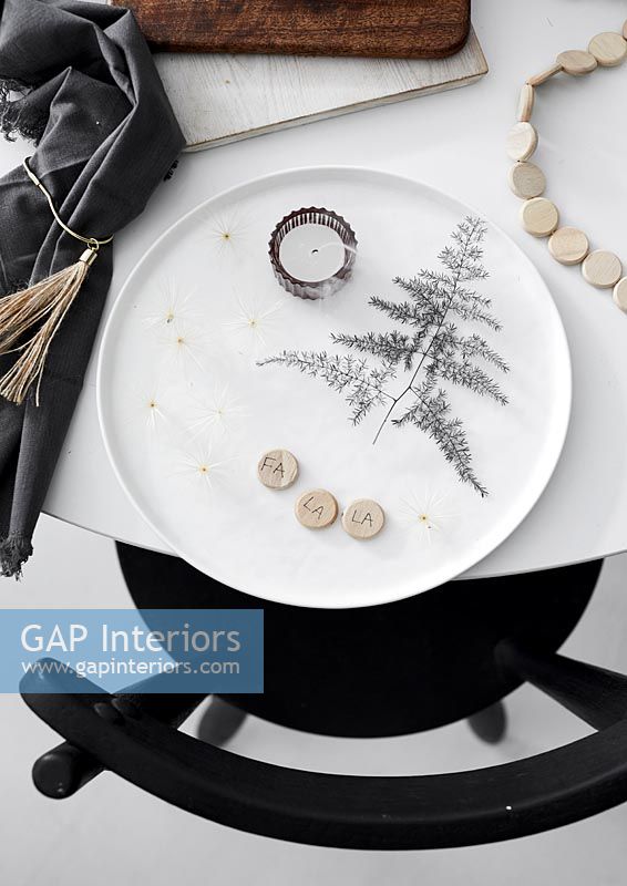 Black and white dining table detail - Christmas 