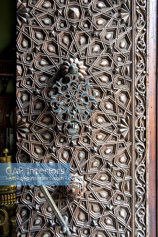 Ornate carved front door - detail 