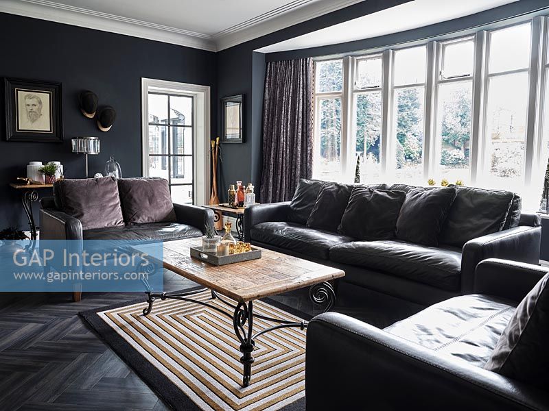 Black painted modern living room 
