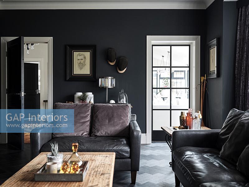 Black painted modern living room 
