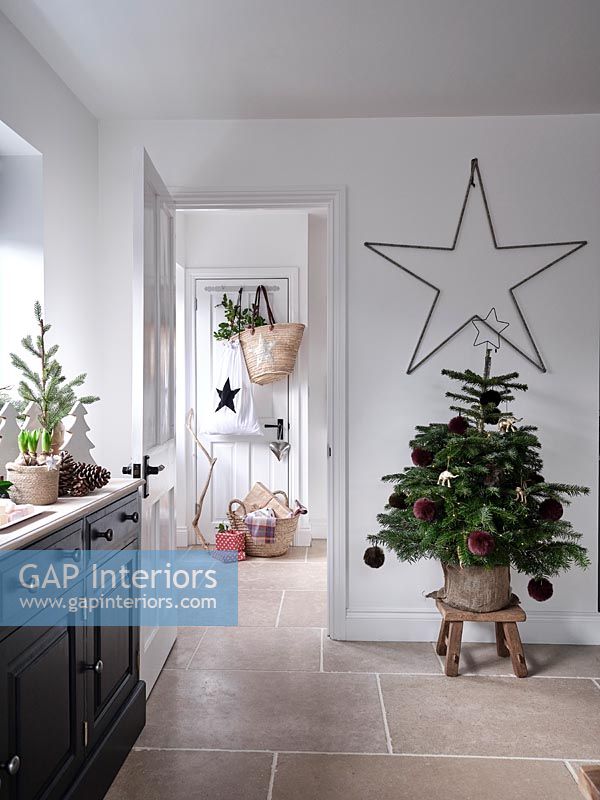 View of back door - Christmas decorations 