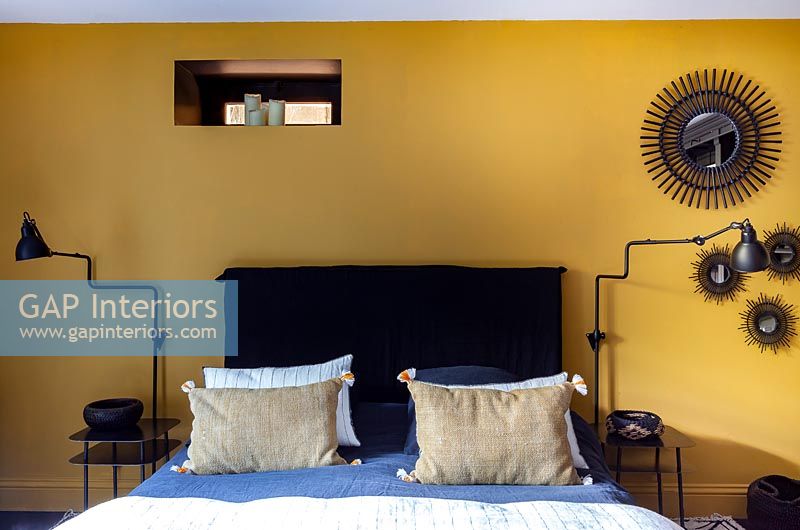 Black and yellow modern bedroom 