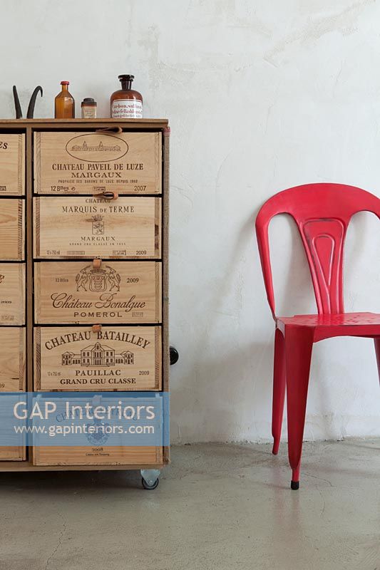 Chest of drawers made from old wine boxes 