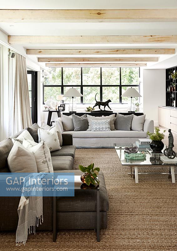 Modern living room with sisal carpet 
