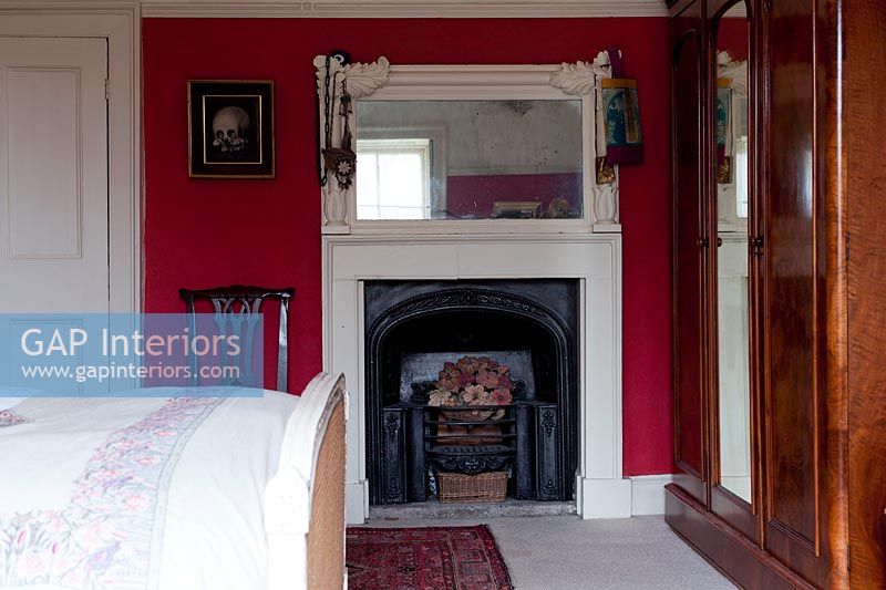 Fireplace in country bedroom 