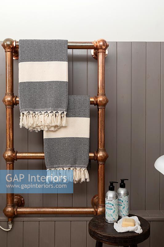 Towels on heated towel rail