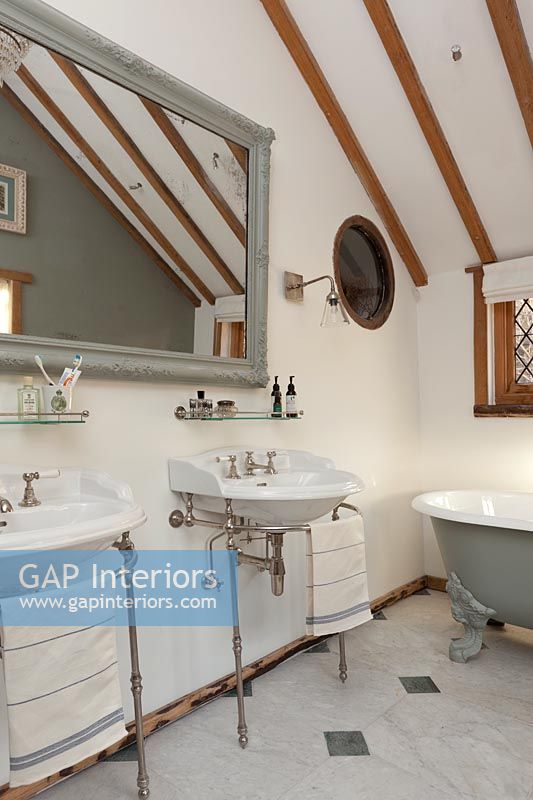 Country bathroom with twin sinks