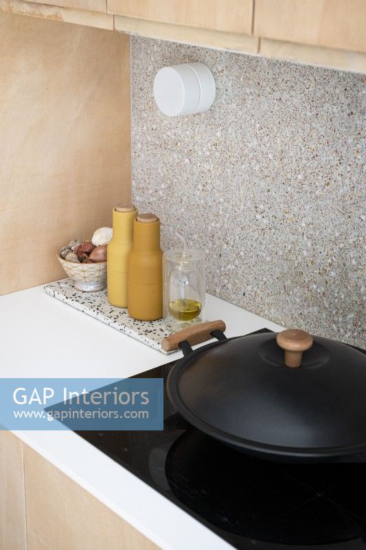 Kitchen detail - ceramic hob and condiments